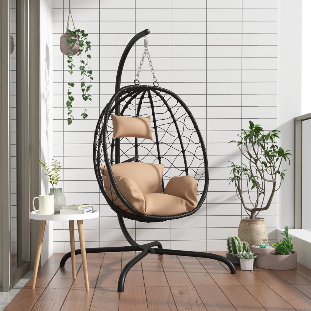 Hangende Ei-Stoel Met Kussen Poly Rattan & Staal
