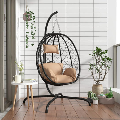 Hangende Ei-Stoel Met Kussen Poly Rattan & Staal