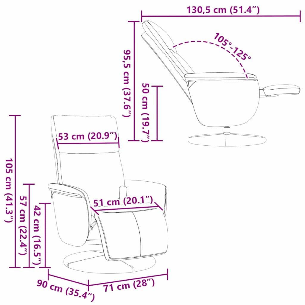 Massage Recliner Stoel 71 X 90 X 105 Cm Nep Leer