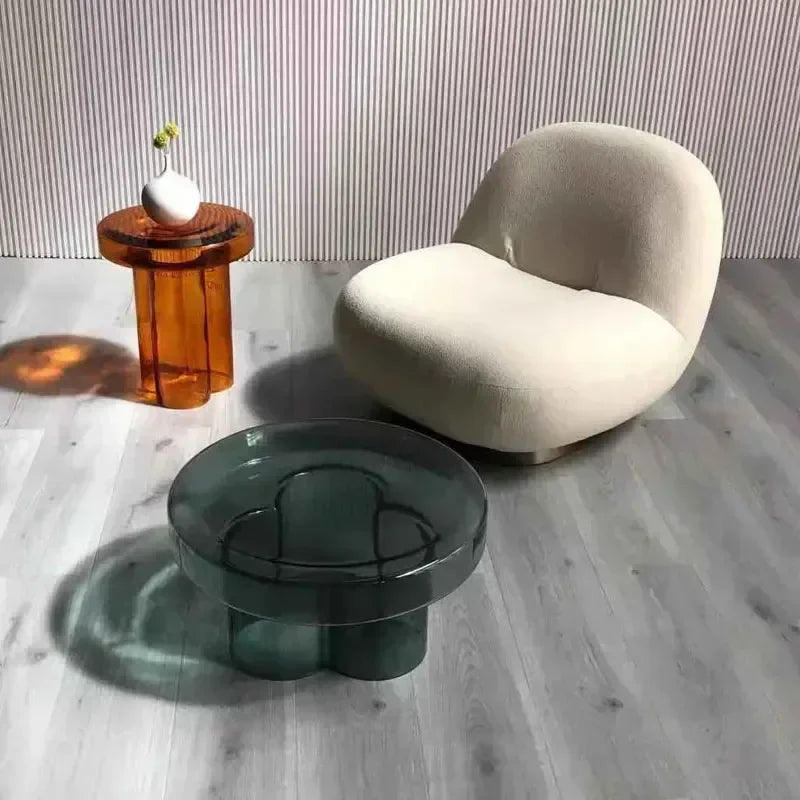 Transparent Glass Coffee Table Modern Round