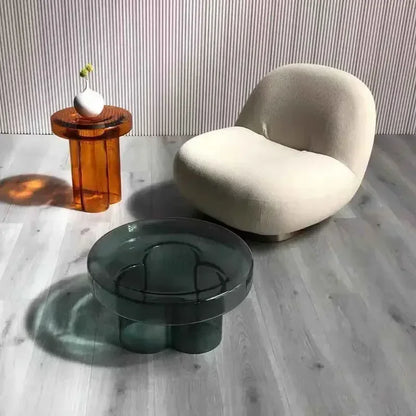 Transparent Glass Coffee Table Modern Round