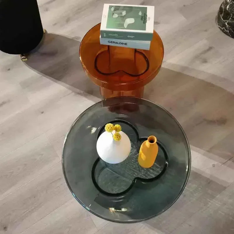 Transparent Glass Coffee Table Modern Round