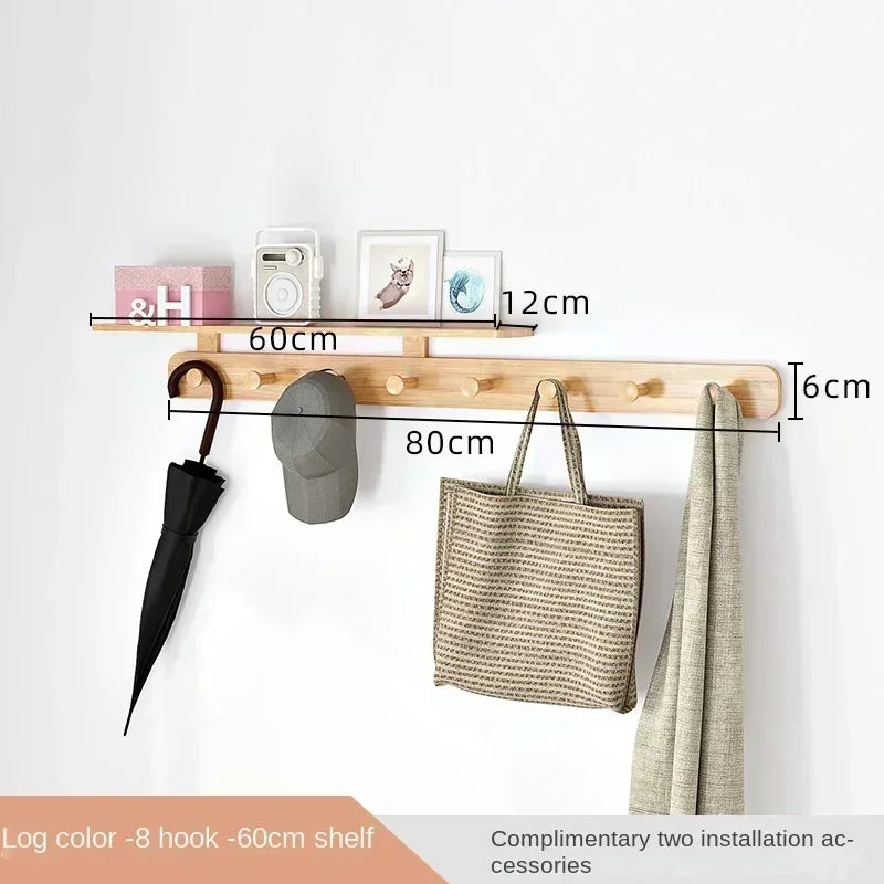 Multifunctional Coat Racks Wall Hook Wall Clothes Hanger Nordic Wooden Hook Door Back Room Entrance Hook Wall Shelving Coat Rack