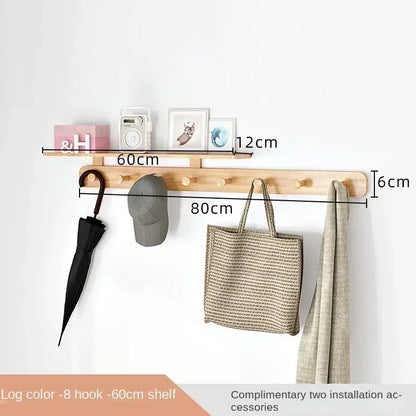 Multifunctional Coat Racks Wall Hook Wall Clothes Hanger Nordic Wooden Hook Door Back Room Entrance Hook Wall Shelving Coat Rack