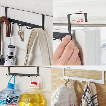 Over The Door 5 Hook Hanger Rack for Coat Hat Towel Bathroom Kitchen Organizer