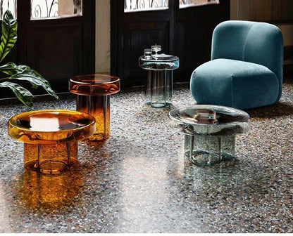 Transparent Glass Coffee Table Modern Round