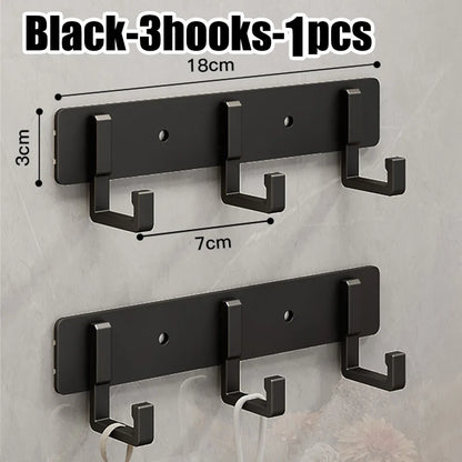 Household Wall Coat Rack Black Hooks For Hangging Clothes Towel Hanger Bathroom Robe Hook Heavy Duty Kitchen Accessories