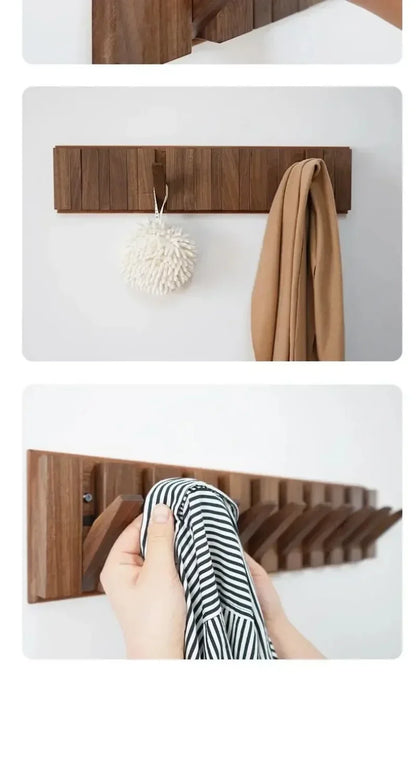 Coat Rack Hook Nordic Walnut Wall Clothes Racks Furniture for Home Dressing Rooms Piano Keys Coat Shelves Dress Hanger Room