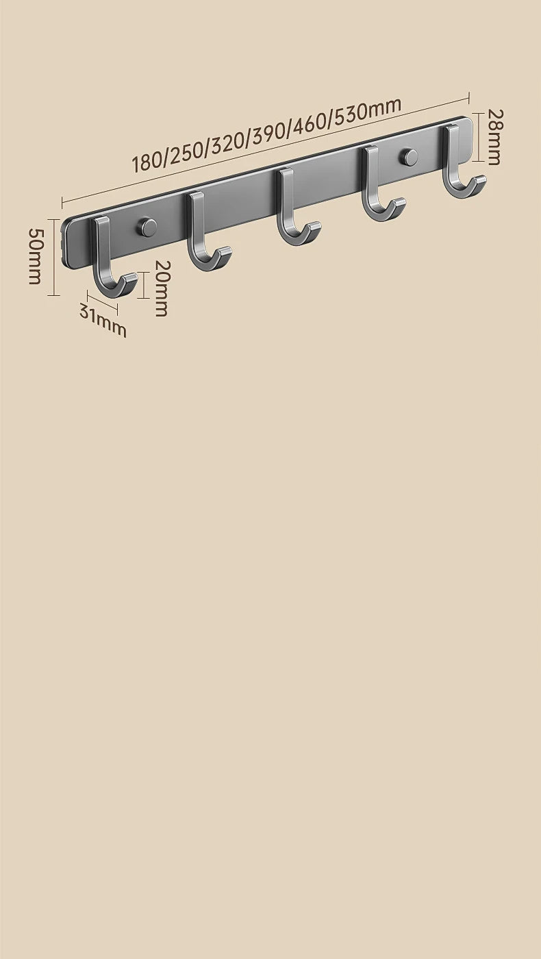 Coat Rack Wall Mount Hooks Space Aluminum Organizer Wall Mounted Entryway & Bathroom Hanger for Beach Towels,Coats,Purses,Bags