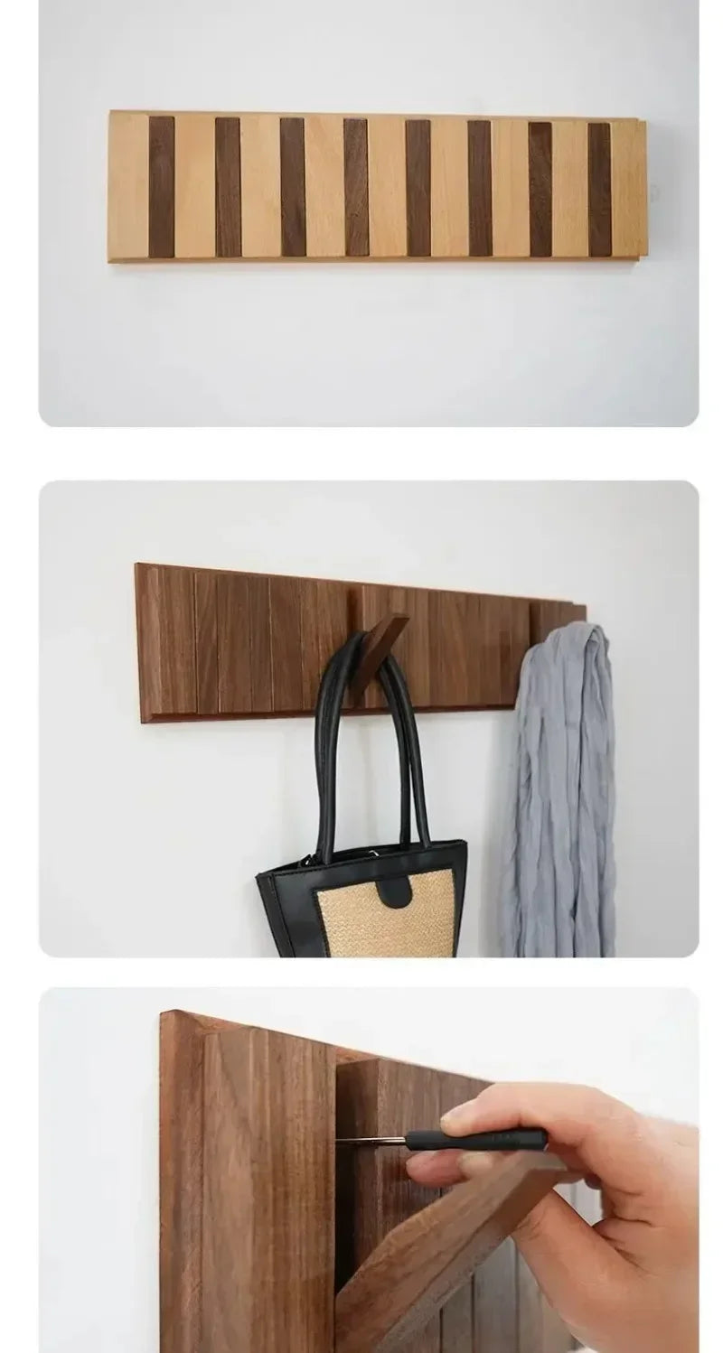 Coat Rack Hook Nordic Walnut Wall Clothes Racks Furniture for Home Dressing Rooms Piano Keys Coat Shelves Dress Hanger Room