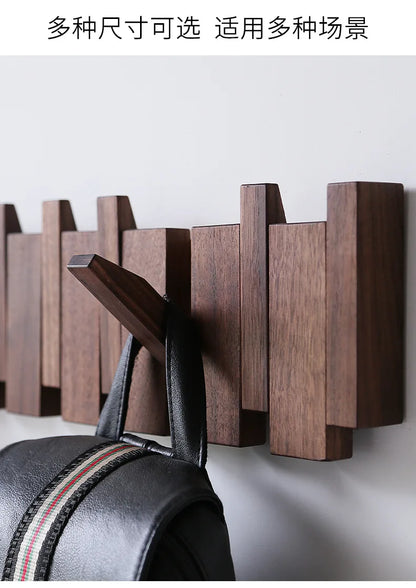 Walnut Coat Racks Wall Hanging Wall Entry Door Porch Hanging Coat Rack Perforated Solid Wood Creative Piano Keys Clothes Hook