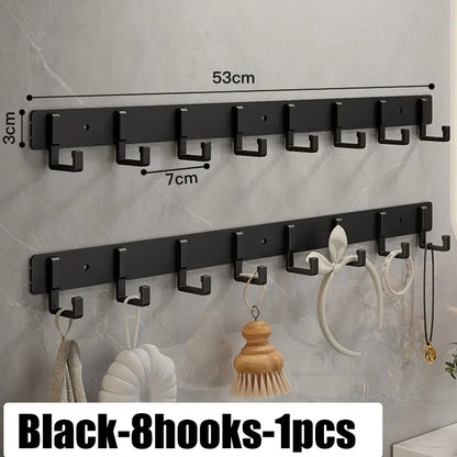 Household Wall Coat Rack Black Hooks For Hangging Clothes Towel Hanger Bathroom Robe Hook Heavy Duty Kitchen Accessories