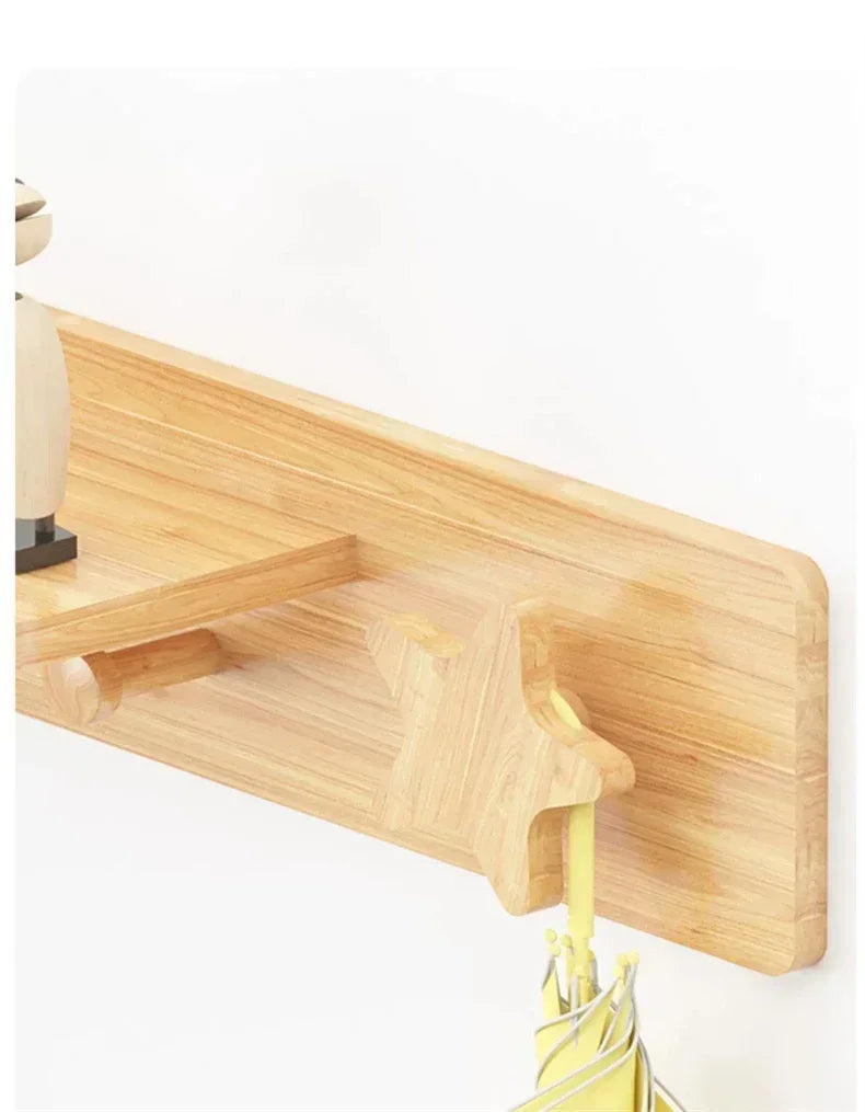 Multifunctional Coat Racks Wall Hook Wall Clothes Hanger Nordic Wooden Hook Door Back Room Entrance Hook Wall Shelving Coat Rack