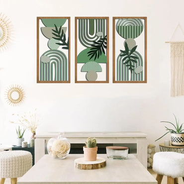 3pcs Bohemian Wooden Wall Art, Modern Home Decoration