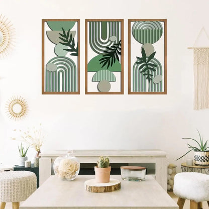 3pcs Bohemian Wooden Wall Art, Modern Home Decoration