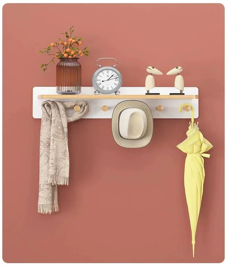 Multifunctional Coat Racks Wall Hook Wall Clothes Hanger Nordic Wooden Hook Door Back Room Entrance Hook Wall Shelving Coat Rack
