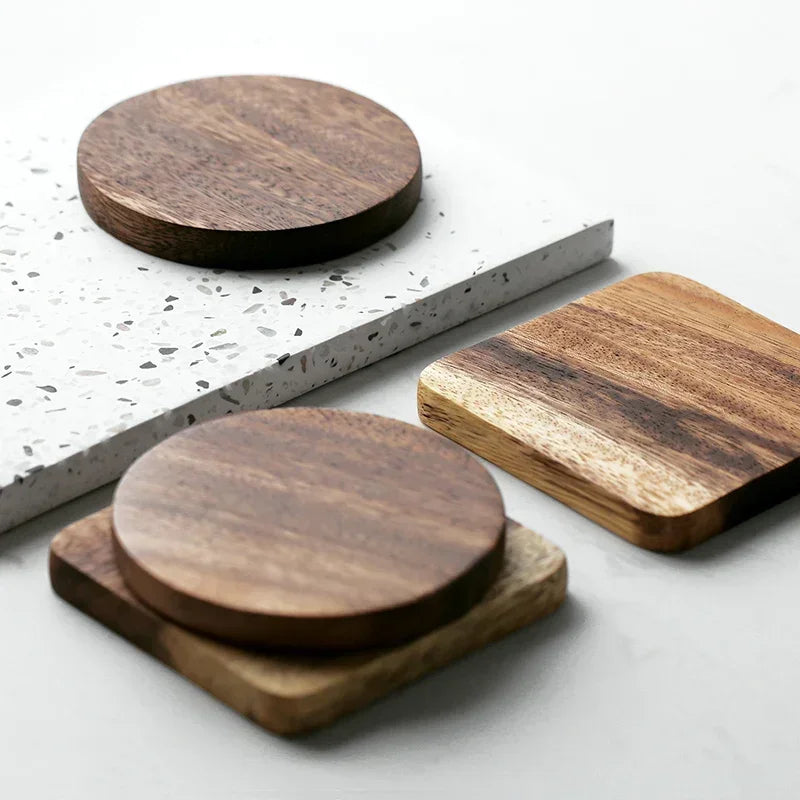 1Pc Wood Coaster Square, Round Coasters