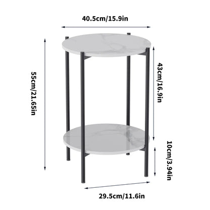 LUVODI 2-Tier Round Coffee End Tables Sofa Side Table Plant Stand with Storage Shelf Metal Frame for Living Room Bedroom
