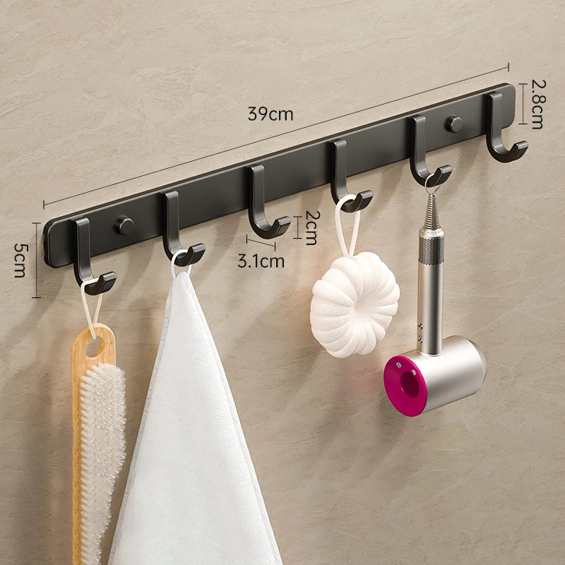 Coat Rack Wall Mount Hooks Space Aluminum Organizer Wall Mounted Entryway & Bathroom Hanger for Beach Towels,Coats,Purses,Bags