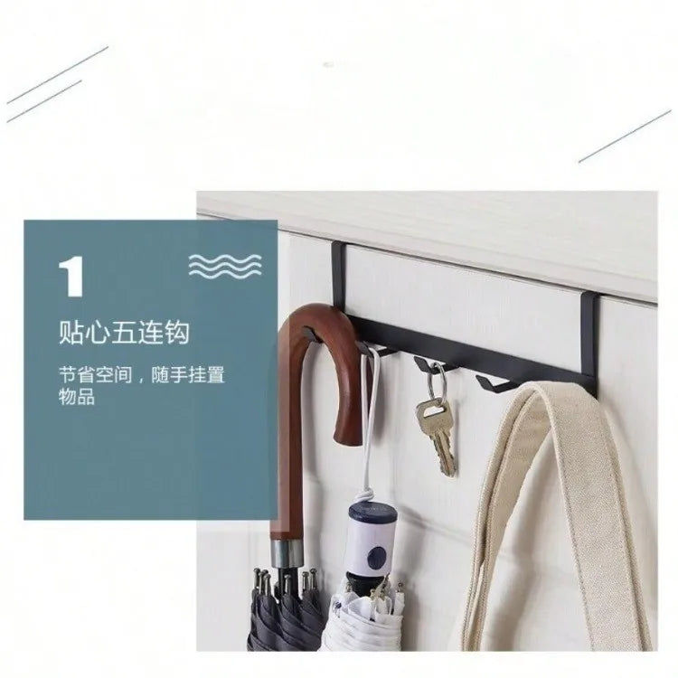 Over The Door 5 Hook Hanger Rack for Coat Hat Towel Bathroom Kitchen Organizer