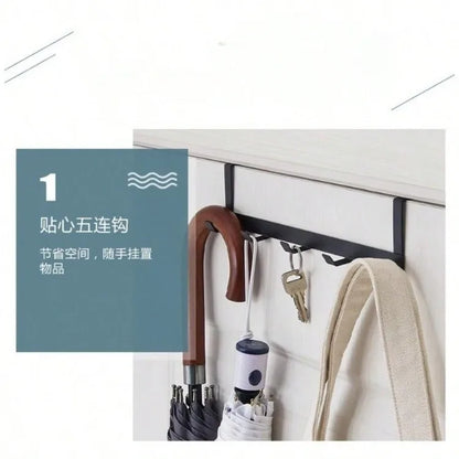 Over The Door 5 Hook Hanger Rack for Coat Hat Towel Bathroom Kitchen Organizer