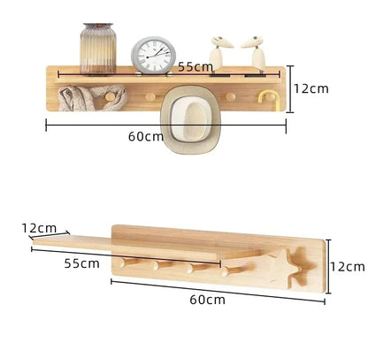 Multifunctional Coat Racks Wall Hook Wall Clothes Hanger Nordic Wooden Hook Door Back Room Entrance Hook Wall Shelving Coat Rack