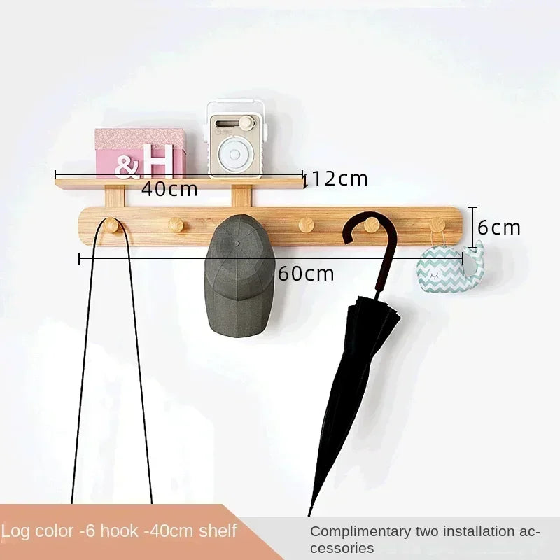 Multifunctional Coat Racks Wall Hook Wall Clothes Hanger Nordic Wooden Hook Door Back Room Entrance Hook Wall Shelving Coat Rack