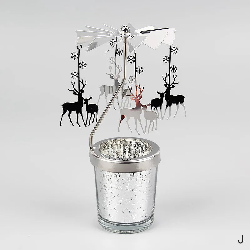 Hot Rotating Candle Stick Holder Candlestick Home Decoration Hallowmas Christmas Gift Party Room Decor Carousel Candle Stand