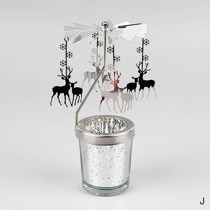 Hot Rotating Candle Stick Holder Candlestick Home Decoration Hallowmas Christmas Gift Party Room Decor Carousel Candle Stand