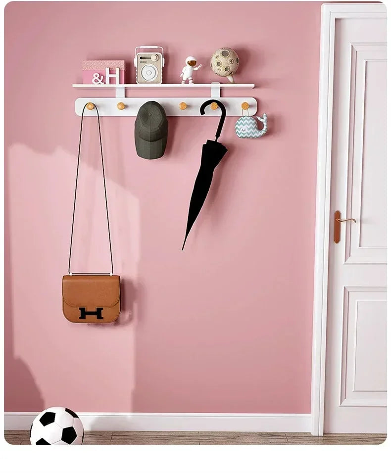 Multifunctional Coat Racks Wall Hook Wall Clothes Hanger Nordic Wooden Hook Door Back Room Entrance Hook Wall Shelving Coat Rack