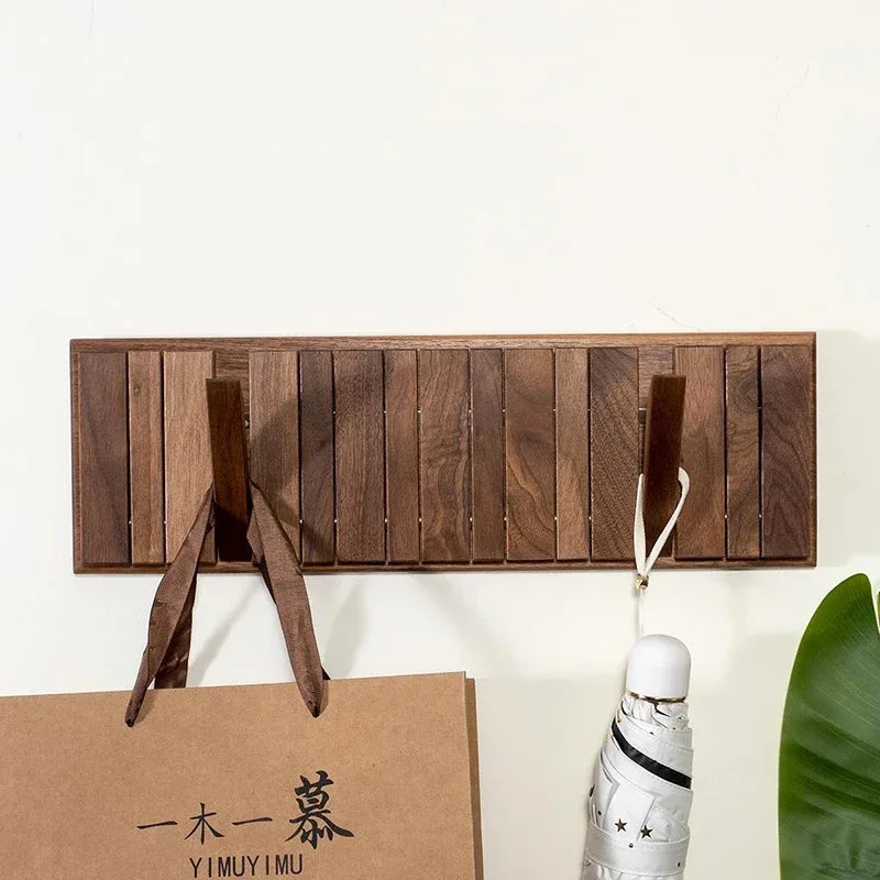Coat Rack Hook Nordic Walnut Wall Clothes Racks Furniture for Home Dressing Rooms Piano Keys Coat Shelves Dress Hanger Room
