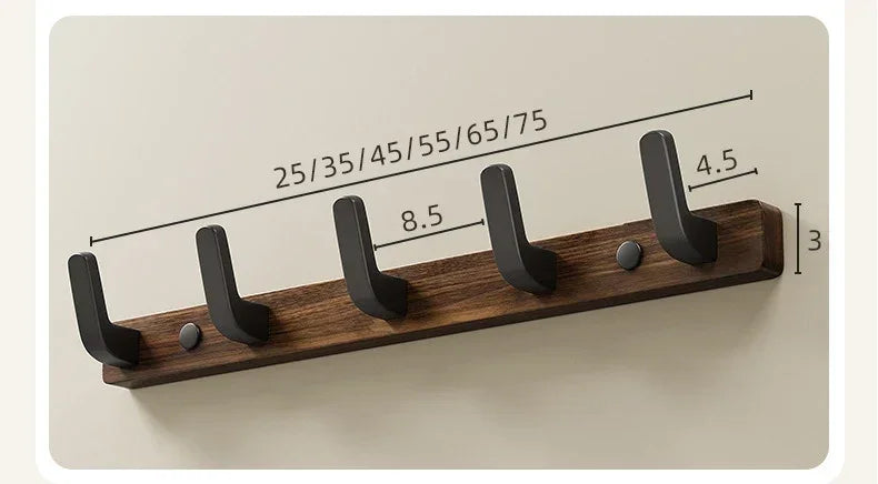 Walnut Coat Rack Solid Wood Hooks Key Bag Extended Storage Hanger for Entrance Door Hallway Wall Decor Furniture clothing rack