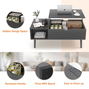 JHK Lift Top Coffee Tables For Living Room 39.37"x19.7" Desk Tea Wood Dining Tables Adjustable Storage Shelf Easy Lift Or Lower