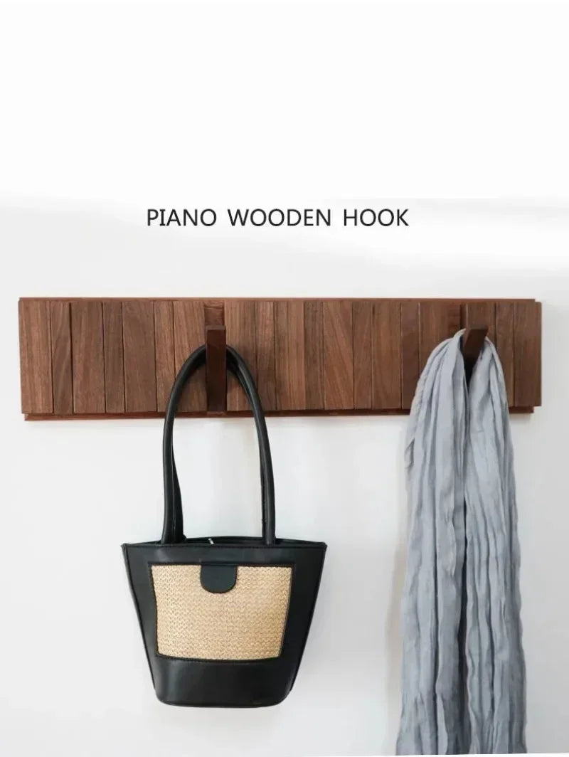 Coat Rack Hook Nordic Walnut Wall Clothes Racks Furniture for Home Dressing Rooms Piano Keys Coat Shelves Dress Hanger Room