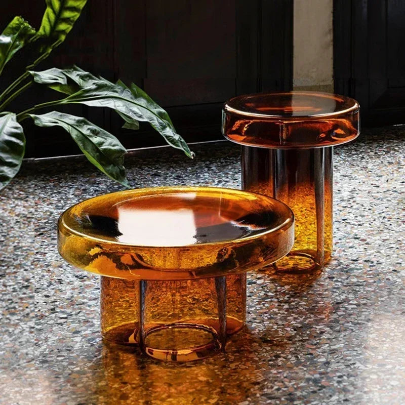 Transparent Glass Coffee Table Modern Round