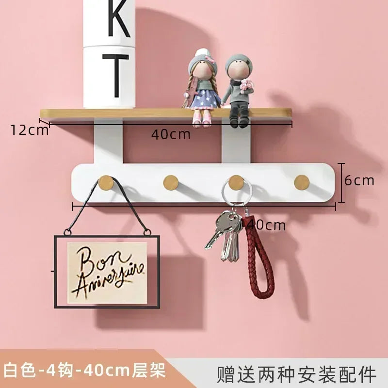 Multifunctional Coat Racks Wall Hook Wall Clothes Hanger Nordic Wooden Hook Door Back Room Entrance Hook Wall Shelving Coat Rack