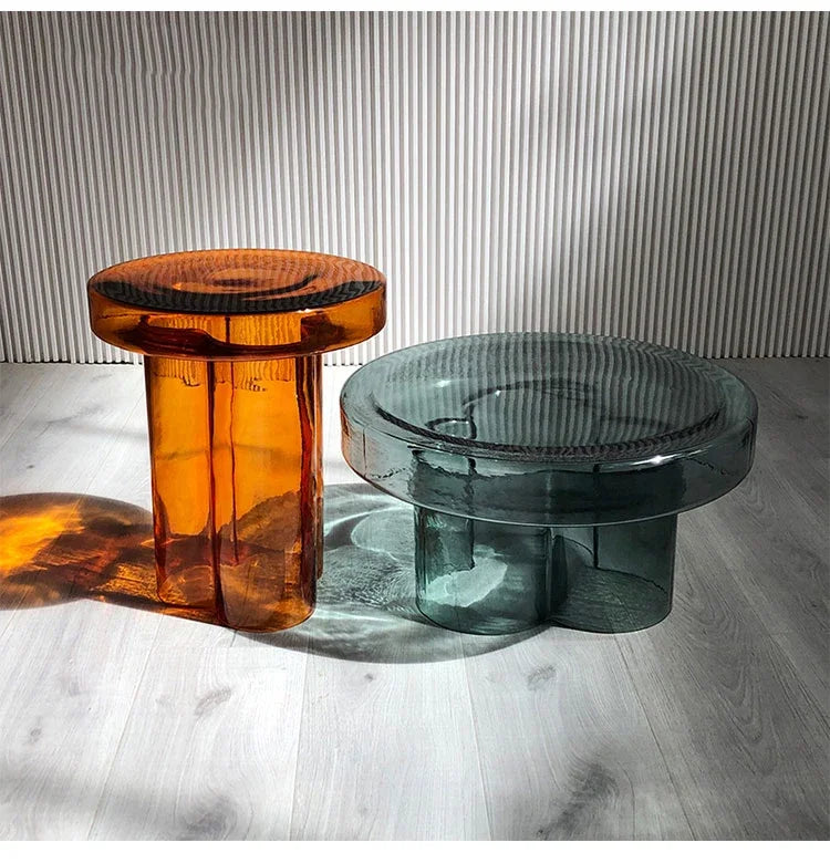 Transparent Glass Coffee Table Modern Round