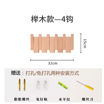Walnut Coat Racks Wall Hanging Wall Entry Door Porch Hanging Coat Rack Perforated Solid Wood Creative Piano Keys Clothes Hook