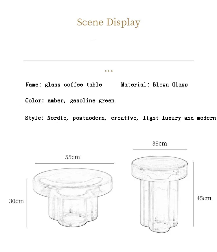 Transparent Glass Coffee Table Modern Round