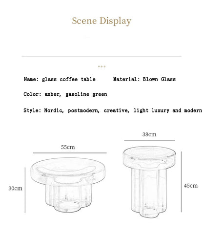 Transparent Glass Coffee Table Modern Round