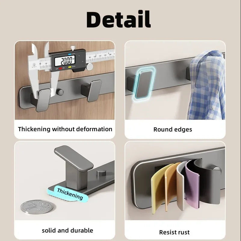 Coat Hook Wall Rack Hanger - Black Coat Rack with Hooks Wall Hooks for Hanging Hat Key Bag Towel Wall Mount Coat Rack