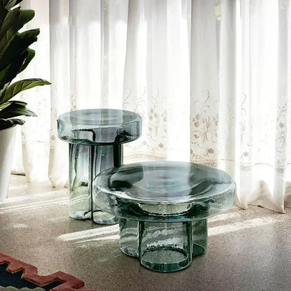 Transparent Glass Coffee Table Modern Round