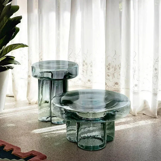 Transparent Glass Coffee Table Modern Round