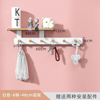 Multifunctional Coat Racks Wall Hook Wall Clothes Hanger Nordic Wooden Hook Door Back Room Entrance Hook Wall Shelving Coat Rack