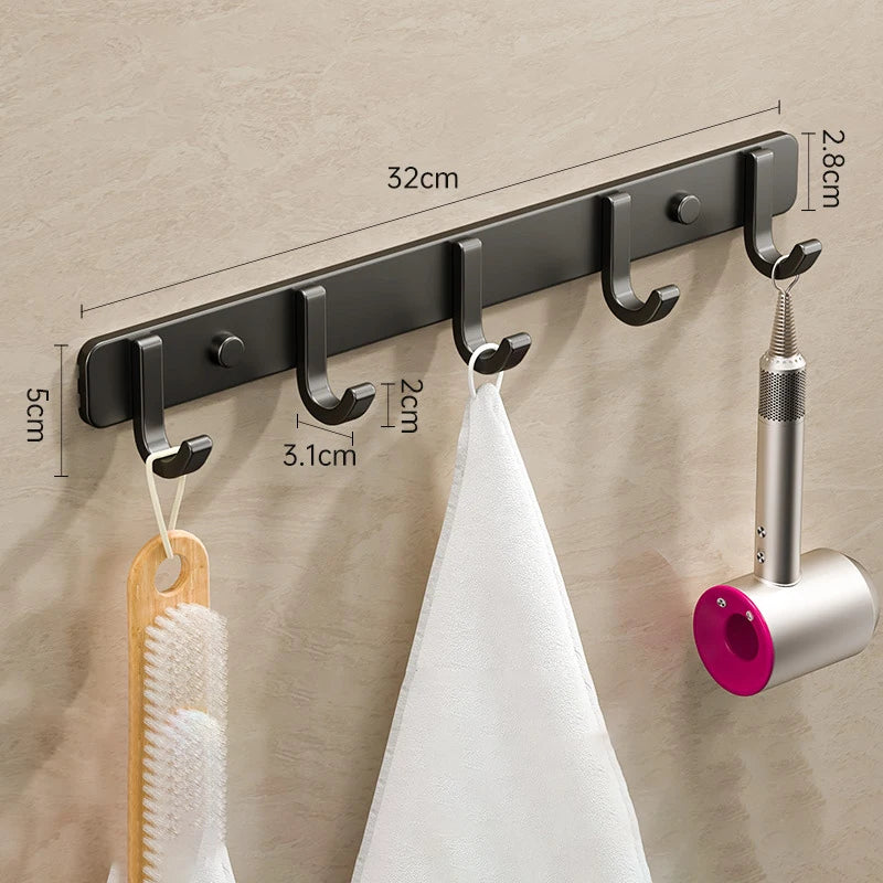 Coat Rack Wall Mount Hooks Space Aluminum Organizer Wall Mounted Entryway & Bathroom Hanger for Beach Towels,Coats,Purses,Bags