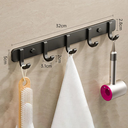 Coat Rack Wall Mount Hooks Space Aluminum Organizer Wall Mounted Entryway & Bathroom Hanger for Beach Towels,Coats,Purses,Bags