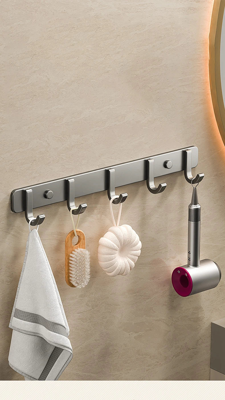 Coat Rack Wall Mount Hooks Space Aluminum Organizer Wall Mounted Entryway & Bathroom Hanger for Beach Towels,Coats,Purses,Bags