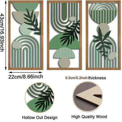 3pcs Bohemian Wooden Wall Art, Modern Home Decoration