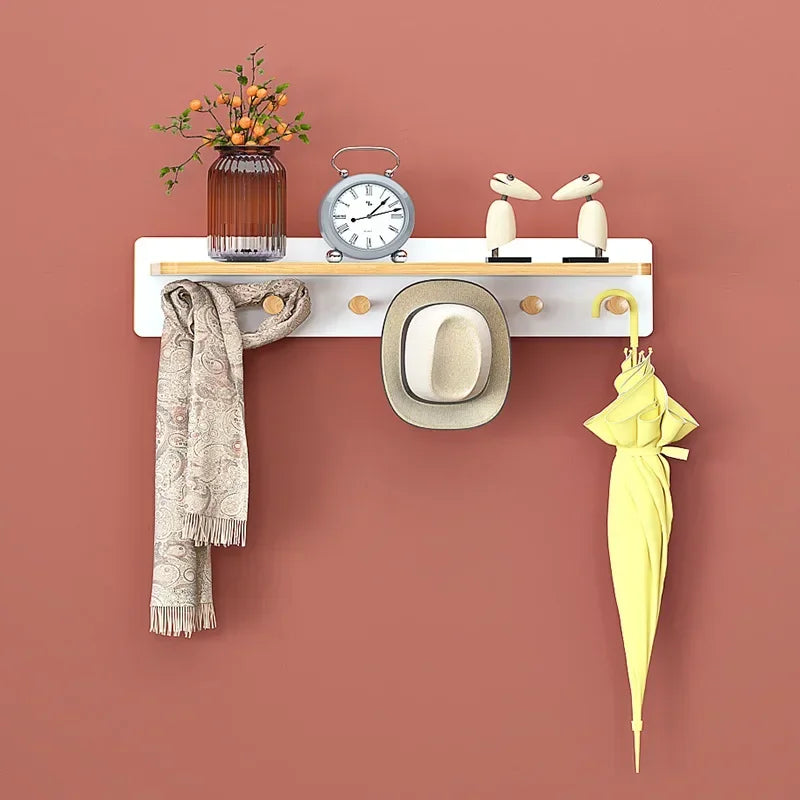 Multifunctional Coat Racks Wall Hook Wall Clothes Hanger Nordic Wooden Hook Door Back Room Entrance Hook Wall Shelving Coat Rack