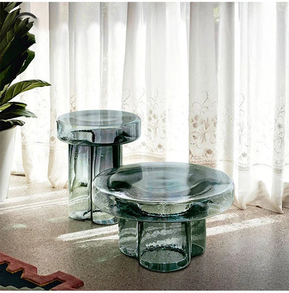 Transparent Glass Coffee Table Modern Round